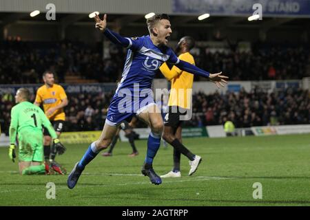 Hartlepool, UK. 21 décembre 2019. Hartlepool United's Mark Kitching célèbre après avoir marqué au cours de l'Vanarama entre match de Ligue nationale Hartlepool United et Dagenham & Redbridge au parc Victoria, Hartlepool le dimanche 21 décembre 2019. (Crédit : Mark Fletcher | MI News) photographie peut uniquement être utilisé pour les journaux et/ou magazines fins éditoriales, licence requise pour l'usage commercial Crédit : MI News & Sport /Alamy Live News Banque D'Images