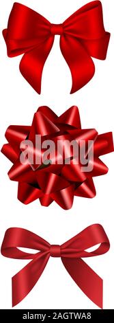 Set arc rouge isolé pour la Saint-Valentin, fête, anniversaire decorations Illustration de Vecteur