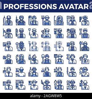 Professions et avatar d'occupation. Icône de contour de pixel plein. Illustration vectorielle Illustration de Vecteur