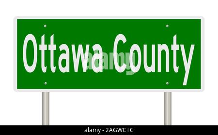 D'un rendu 3d vert panneau routier pour le comté d'Ottawa Banque D'Images