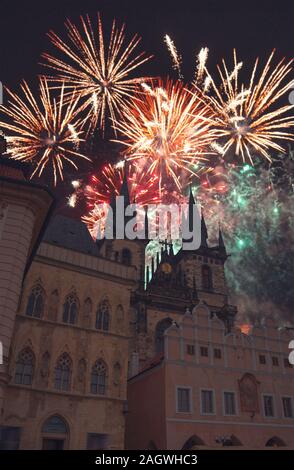 D'artifice à Prague. Noël et Nouvel An Banque D'Images