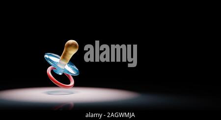 Bébé bleu et rouge sur fond noir Lumière Sucette avec copie espace 3D Illustration Banque D'Images