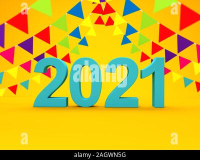Nouvelle Année 2021 - concept de design créatif de l'image de rendu 3D Banque D'Images