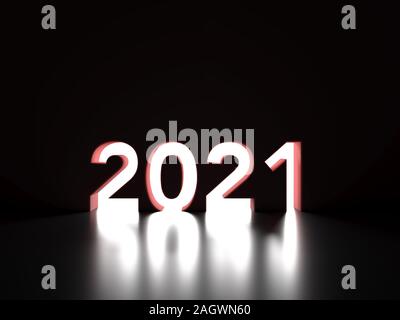Nouvelle Année 2021 - concept de design créatif de l'image de rendu 3D Banque D'Images