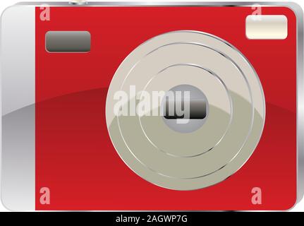 De l'icône Appareil photo compact numérique rouge sur fond blanc. Illustration de Vecteur