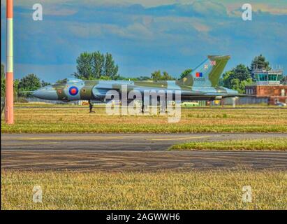 XH 558 Vulcan bomber est un des plus spectaculaire et fascinant dans l'aéronef dans le dernier vol 2016. C'est incroyable de cellule et le hurlement spectral ont été Banque D'Images