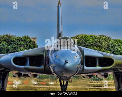 XH 558 Vulcan bomber est un des plus spectaculaire et fascinant dans l'aéronef dans le dernier vol 2016. C'est incroyable de cellule et le hurlement spectral ont été Banque D'Images