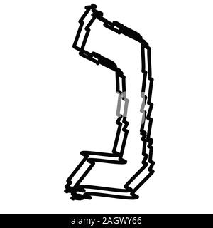 Lettres noires alphabet hébreu. Bébé police hébreu doodle. Vector illustration sur fond isolé. Illustration de Vecteur
