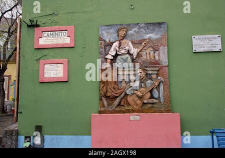 Caminito est un musée alley et qu'un passage, d'une grande valeur culturelle et touristique, situé dans le quartier de La Boca de la ville de Buenos Aires, Argent Banque D'Images