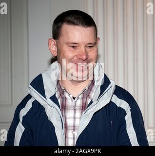 Real I.R.A états Michael Campbell qui se présentent au tribunal à Vilnius la tentative d'acheter des armes des agents de sécurité en 2007. Banque D'Images