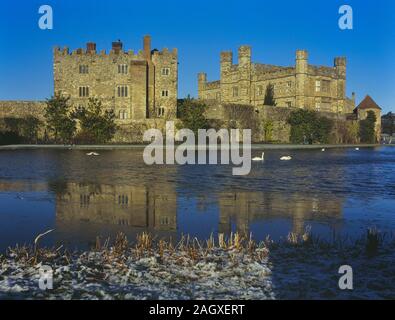 Le Château de Leeds en hiver. Kent. L'Angleterre. UK Banque D'Images