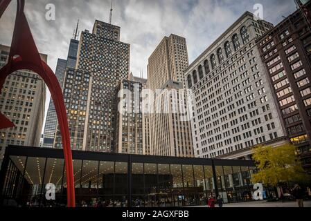 Bureau de poste des États-Unis Station boucle bâtiment conçu par Ludwig Mies van der Rohe en style international et terminée en 1973, Chicago, Illinois, États-Unis Banque D'Images