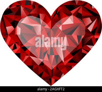 Diamant en forme de coeur rouge isolé sur fond blanc pour les cartes de Saint-Valentin et décorations Illustration de Vecteur