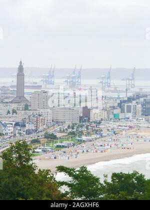 Skyline du port et du centre ville de Le Havre, Seine-Maritime, Normandie, France. Banque D'Images