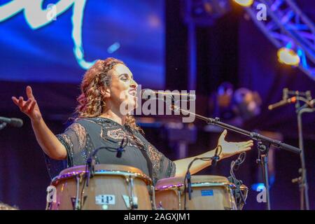 Lugano, Suisse - 9 juillet 2016 - Le chanteur de Jazz estival à nda sur Lugano Suisse Banque D'Images