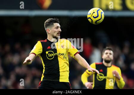 Watford, Royaume-Uni. 22 décembre 2019. La Watford Craig Cathcart au cours de la Premier League match entre Manchester United et Watford à Vicarage Road, Watford le dimanche 22 décembre 2019. (Crédit : Leila Coker | MI News) photographie peut uniquement être utilisé pour les journaux et/ou magazines fins éditoriales, licence requise pour l'usage commercial Crédit : MI News & Sport /Alamy Live News Banque D'Images