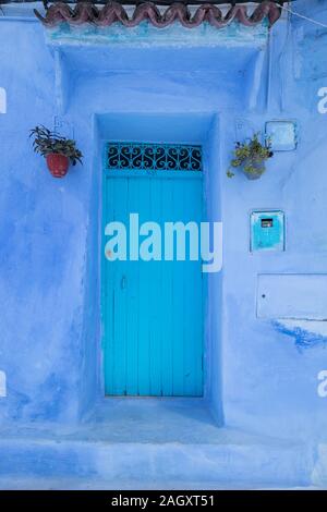 Le bleu à la chaux ville de Chefchaouen Chaouen, ou, dans les montagnes du Rif au nord-ouest du Maroc Banque D'Images