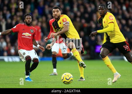 Watford, Royaume-Uni. 22 décembre 2019. Watford's Troy Deeney au cours de la Premier League match entre Manchester United et Watford à Vicarage Road, Watford le dimanche 22 décembre 2019. (Crédit : Leila Coker | MI News) photographie peut uniquement être utilisé pour les journaux et/ou magazines fins éditoriales, licence requise pour l'usage commercial Crédit : MI News & Sport /Alamy Live News Banque D'Images