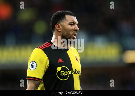 Watford, Royaume-Uni. 22 décembre 2019. Watford's Troy Deeney au cours de la Premier League match entre Manchester United et Watford à Vicarage Road, Watford le dimanche 22 décembre 2019. (Crédit : Leila Coker | MI News) photographie peut uniquement être utilisé pour les journaux et/ou magazines fins éditoriales, licence requise pour l'usage commercial Crédit : MI News & Sport /Alamy Live News Banque D'Images