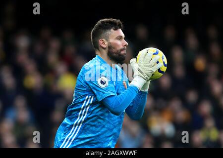 Watford, Royaume-Uni. 22 décembre 2019. Le gardien Ben Foster Watford au cours de la Premier League match entre Manchester United et Watford à Vicarage Road, Watford le dimanche 22 décembre 2019. (Crédit : Leila Coker | MI News) photographie peut uniquement être utilisé pour les journaux et/ou magazines fins éditoriales, licence requise pour l'usage commercial Crédit : MI News & Sport /Alamy Live News Banque D'Images