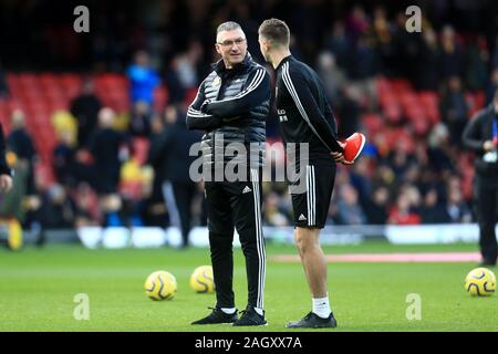 Watford, Royaume-Uni. 22 décembre 2019. Watford manager Nigel Pearson au cours de la Premier League match entre Manchester United et Watford à Vicarage Road, Watford le dimanche 22 décembre 2019. (Crédit : Leila Coker | MI News) photographie peut uniquement être utilisé pour les journaux et/ou magazines fins éditoriales, licence requise pour l'usage commercial Crédit : MI News & Sport /Alamy Live News Banque D'Images