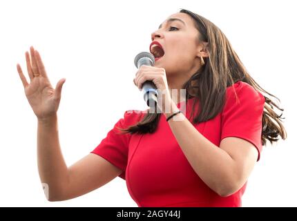 Venice, Californie, USA. Dec 21, 2019. ALEXANDRIA représentant OCASIO-CORTEZ parle à un Bernie Sanders rallye sur la célèbre promenade de Venice Beach. Crédit : Brian Cahn/ZUMA/Alamy Fil Live News Banque D'Images