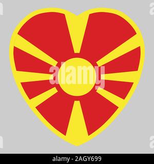 Drapeau de la Macédoine du Nord dans le vecteur de forme de coeur Illustration de Vecteur