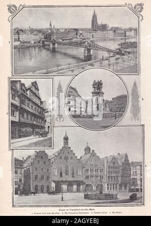 Vues Vintage à Francfort-sur-le-Main, Francfort, le centre ville allemande sur les rives du Main. Banque D'Images