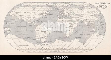Carte du monde selon Ortelius AD. 1570 Banque D'Images