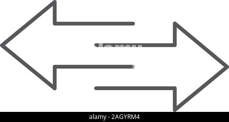 Icône en forme de double flèche linéaire dans quatre directions. La navigation Web. L'élément de contour simple vector illustration sur fond blanc. Illustration de Vecteur