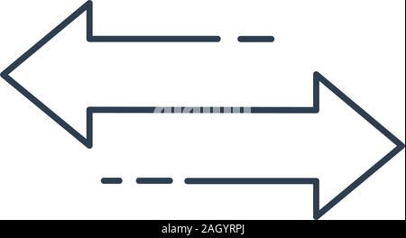 Icône en forme de double flèche linéaire dans quatre directions. La navigation Web. L'élément de contour simple vector illustration sur fond blanc. Illustration de Vecteur