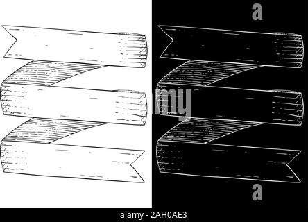 Bannière ruban faire défiler. Croquis dessinés à la main. Vector illustration. Illustration de Vecteur