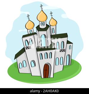 L'Église chrétienne orthodoxe. Couleur Cartoon doodle Illustration de Vecteur
