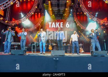 Lugano, Suisse - 10 juin 2016 - Prendre 6 singing Estival Jazz Lugano, Suisse Banque D'Images