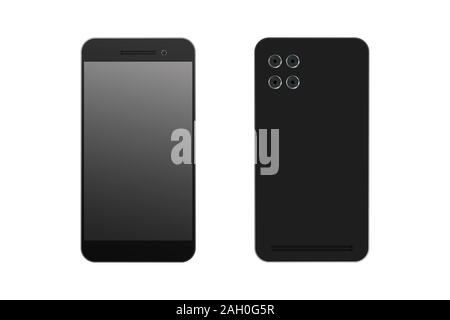 Smartphone réaliste. Vue de l'avant et l'arrière. Vector illustration. Illustration de Vecteur