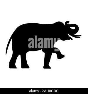 L'éléphant d'Asie silhouette noire marche, disign graphiques contour vector illustration isolé sur fond blanc Illustration de Vecteur