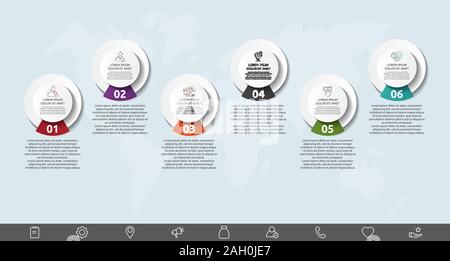 Modèle vectoriel infographie. cercle Concept d'affaires avec 6 options et pièces. Six étapes pour le contenu, graphique, schémas, diaporama Illustration de Vecteur