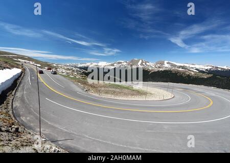 Trail Ridge Road dans les montagnes Rocheuses, le Colorado, USA. Banque D'Images