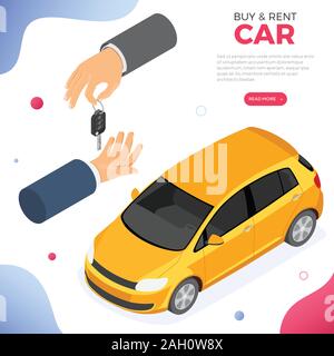 Achat, partage de voiture ou en voiture de location Illustration de Vecteur