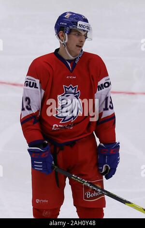 Jakub Lauko (CZE) en action lors d'un match préliminaire La République tchèque contre la Slovaquie avant le championnat mondial junior 2020 Championnat du Monde de Hockey sur glace, dans le Tri Banque D'Images