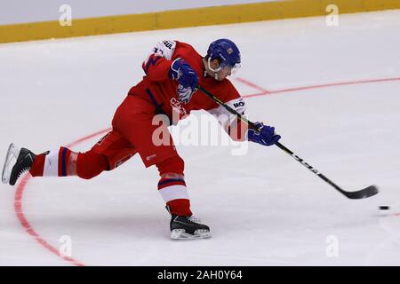 Jakub Lauko (CZE) en action lors d'un match préliminaire La République tchèque contre la Slovaquie avant le championnat mondial junior 2020 Championnat du Monde de Hockey sur glace, dans le Tri Banque D'Images