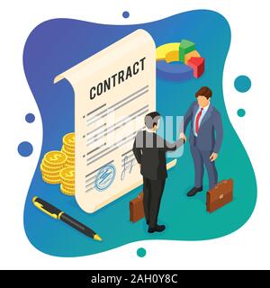 Partenariat, Handshake Business Mans, B2B Illustration de Vecteur