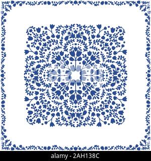 Beau foulard motif. Motif de fleurs ornementales Illustration de Vecteur