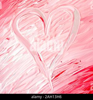 En résumé contexte et liquides avec peinture à l'huile, avec forme de coeur rouge, rose et blanc Banque D'Images
