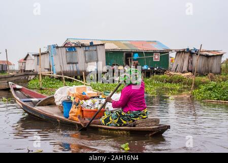Le Bénin, Gamvie, village flottant Banque D'Images