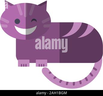 Vector illustration of télévision Cheshire Cat en couleurs rose magenta isolé sur blanc. Cheshire Cat de conte de fées pour enfants, délicat et smiling cute Illustration de Vecteur