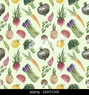 Modèle transparent avec des légumes dans une aquarelle Banque D'Images