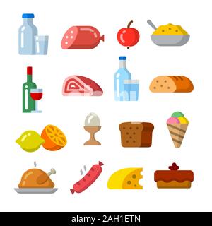 Illustration des produits alimentaires et des repas un minimum d'icônes Illustration de Vecteur