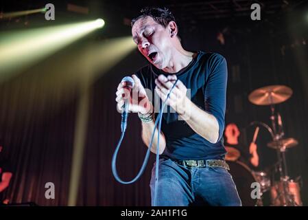 Manchester, UK. 21 décembre 2019. Rick Witter, Paul Banks, Tom Gladwin, Joe Johnson et Alan Leach de la bande faire sept au O2 de Manchester Victoria Warehouse sur leur Shedcember annuelle tournée britannique, Manchester 2019-12-21 . Crédit : Gary Mather/Alamy Live News Banque D'Images