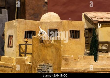 Scène de la nativité montrant le village de Bethléem avec les détails de l'histoire de la naissance de Jésus Christ, diorama sur l'affichage à San Cristobal de La La Banque D'Images